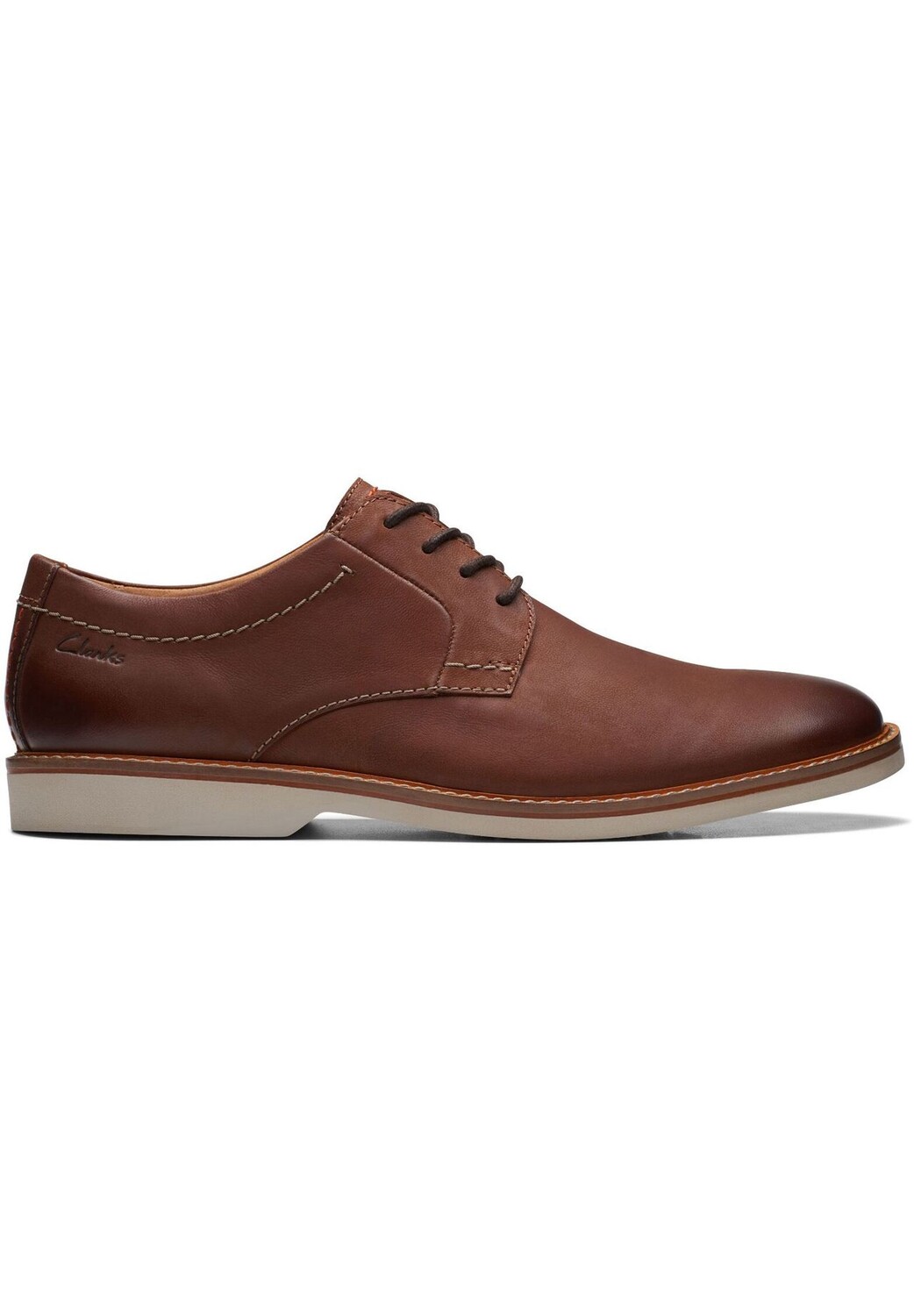 Полуботинки кожаные с тиснением бренда мужские CLARKS, цвет Dark Tan Lea — фото 4
