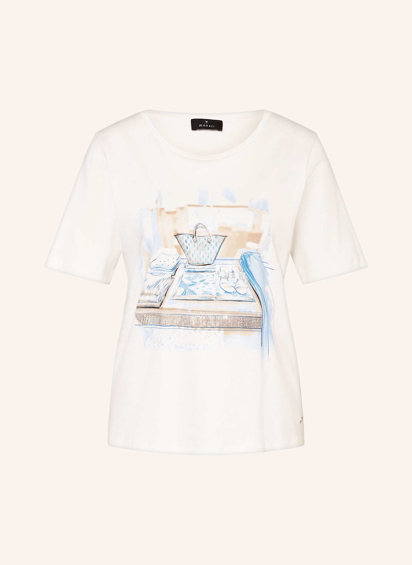 

Футболка с драгоценными камнями Monari, экрю