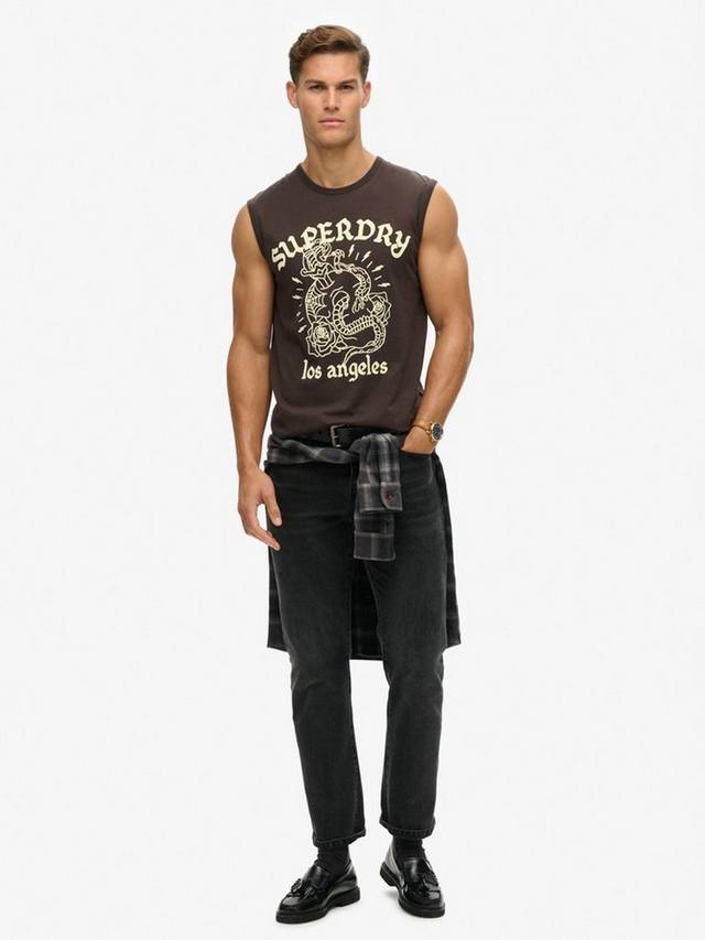 Татуировка графическая майка Superdry, цвет Bison Black — фото 2
