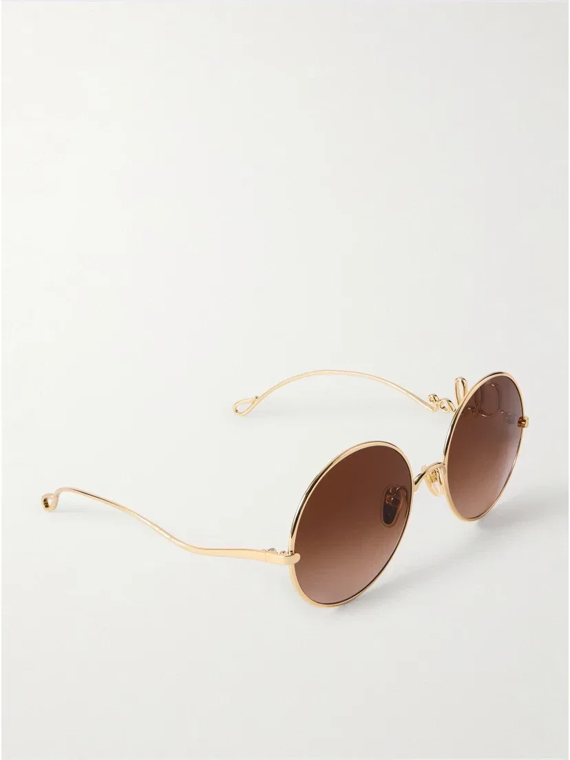 Культовые солнцезащитные очки в круглой оправе золотистого цвета Chloé Eyewear, золотой — фото 3
