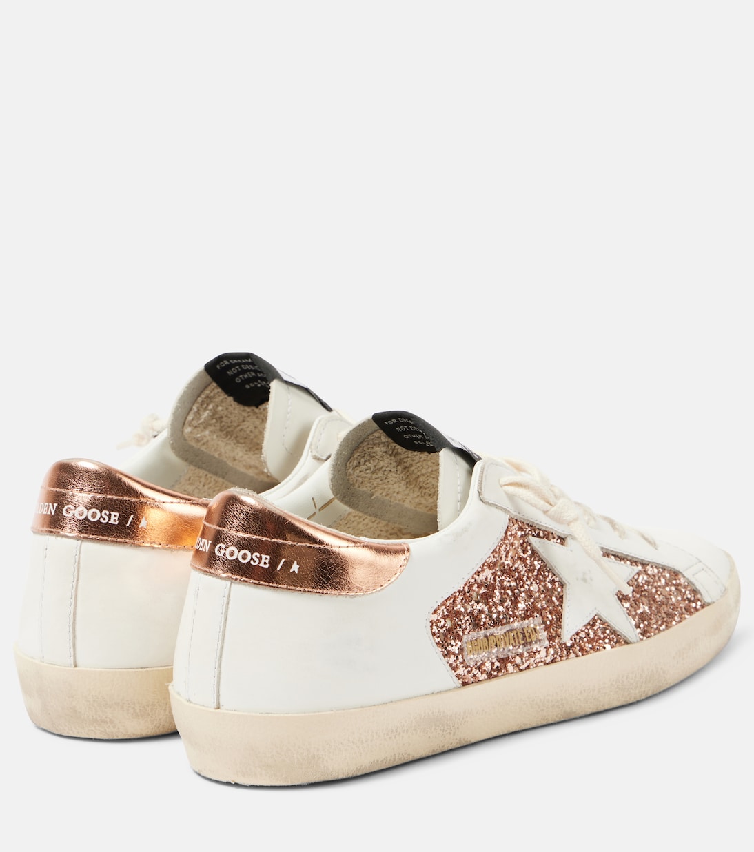 Супер-Звезда блестящие кожаные кроссовки Golden Goose, Gold Rose/White — фото 2