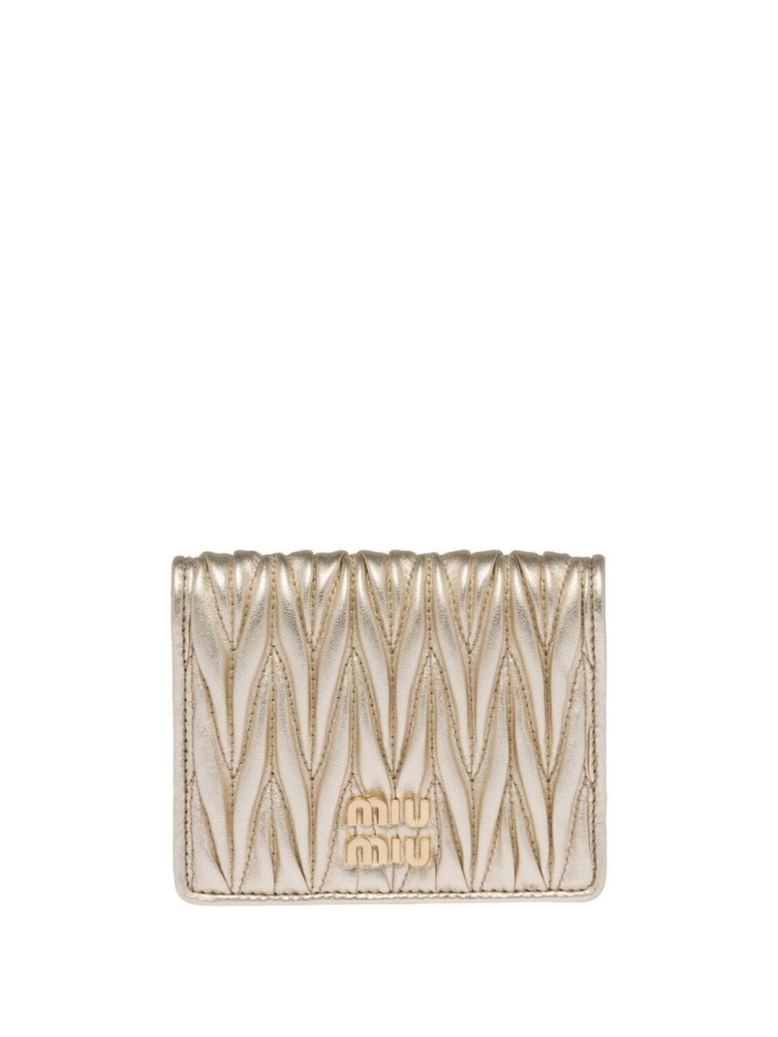

Miu Miu стеганый кошелек с логотипом, золотистый