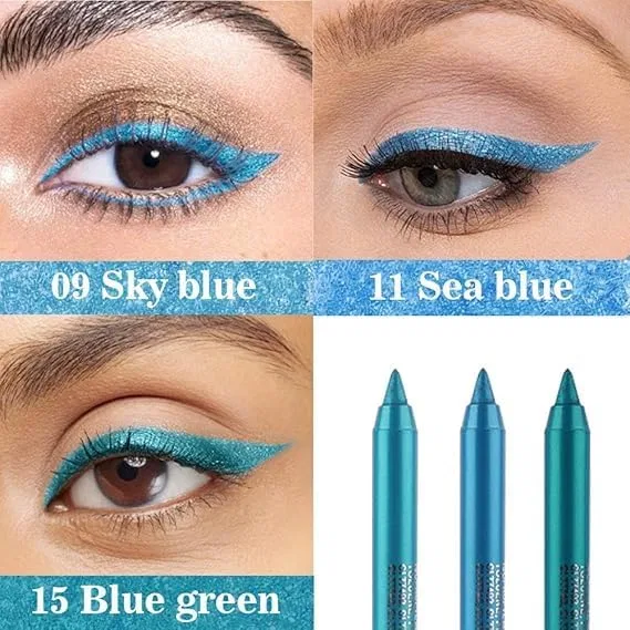Набор цветных карандашей для глаз и губ 3 шт Sky Blue+Navy+Blue Green — фото 2