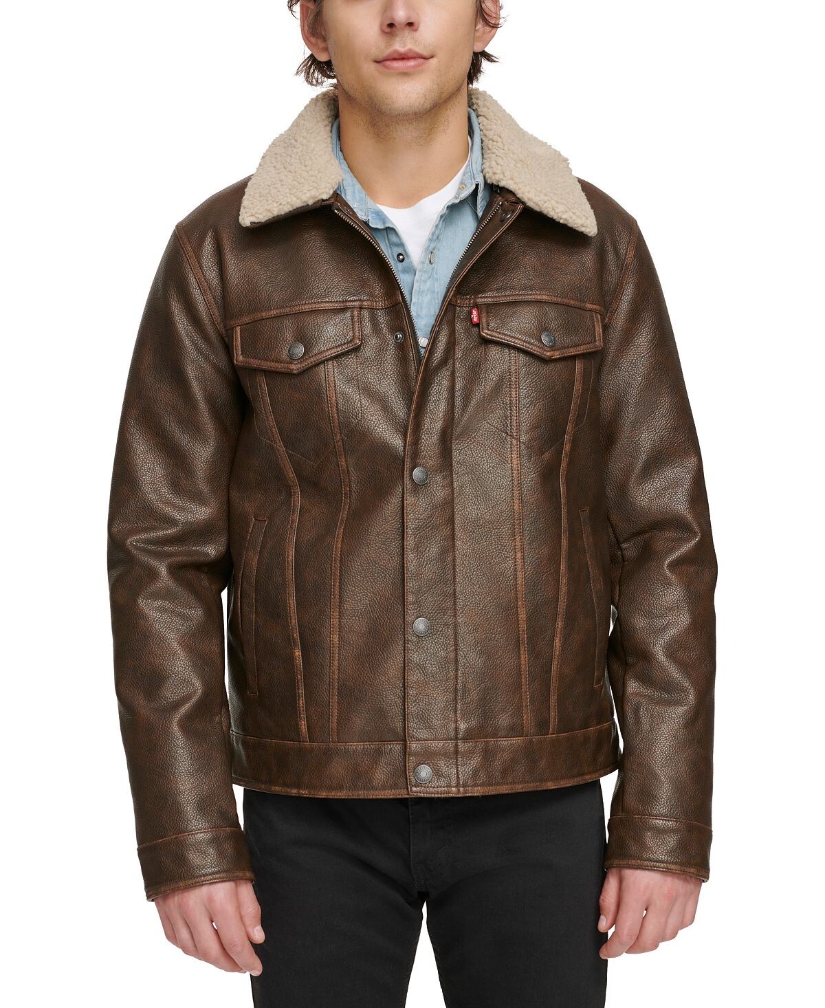 

Мужская куртка Trucker из искусственной кожи с отделкой из шерпы Levi's