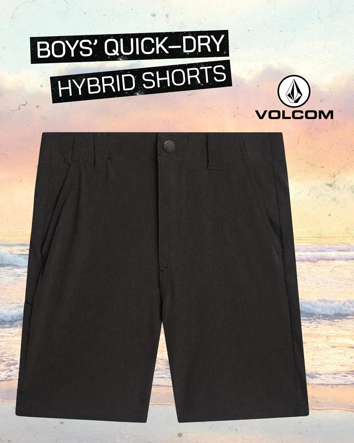 Шорты для мальчиков быстросохнущие гибридные Volcom, Charcoal Heather — фото 2