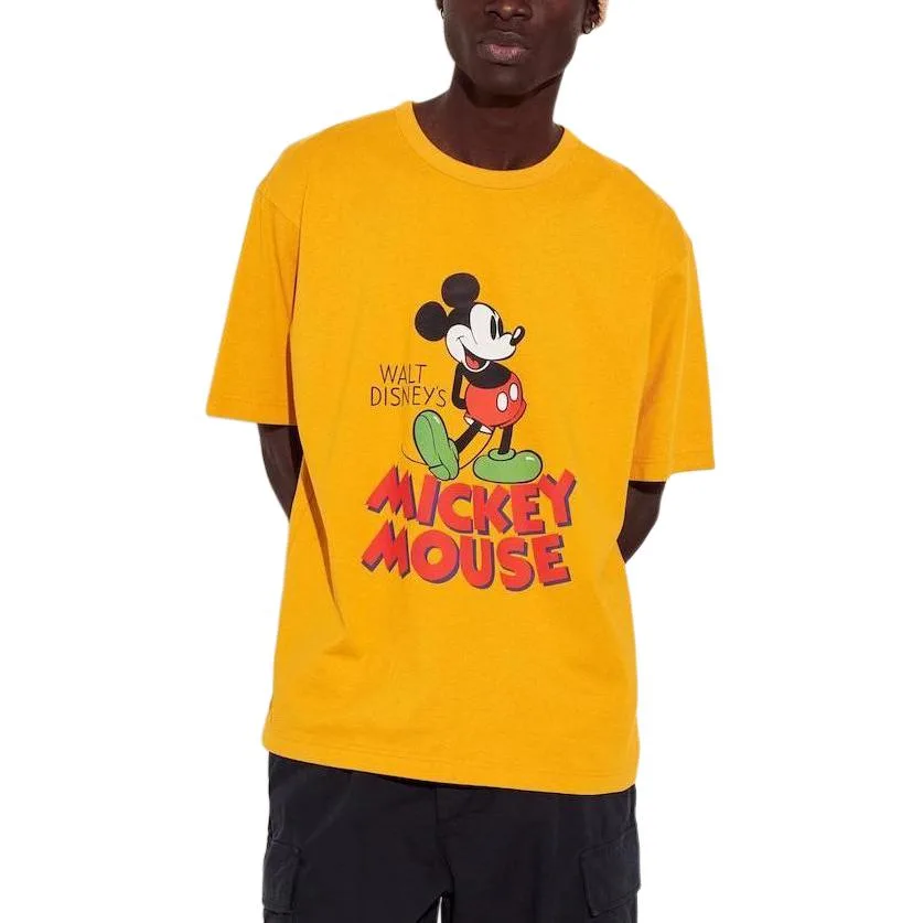 UNIQLO Футболка Disney унисекс лимонно-желтая с круглым вырезом умеренно прямого кроя — фото 4