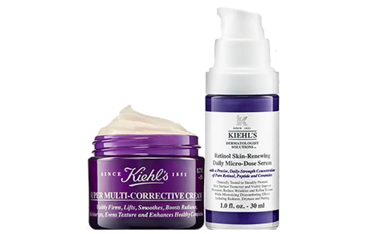 Набор для ухода за кожей Kiehl's с кремом и сывороткой фиолетовый
