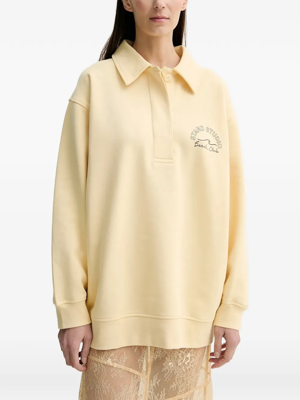 

Топ с воротником и графическим принтом Stand Studio, желтый