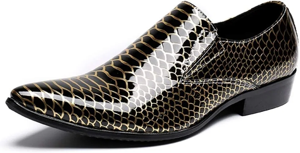 Оксфорды с анималистичным принтом, патент, на slip-on, из натуральной кожи, желтые