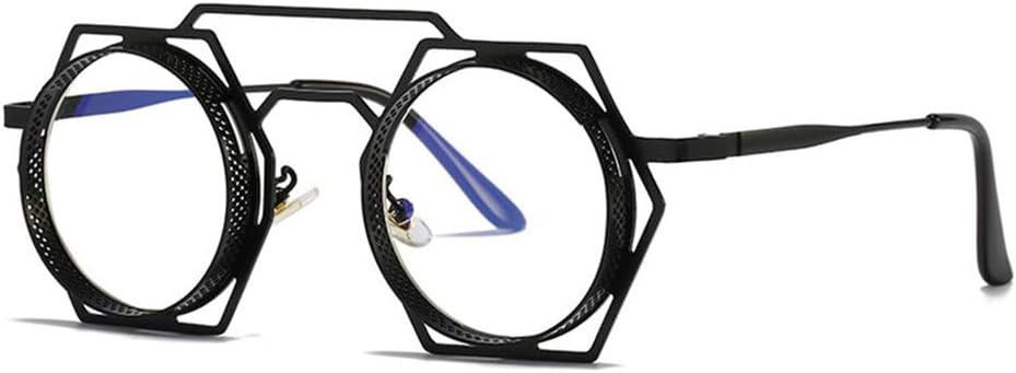 

Круглые солнцезащитные очки в стиле стимпанк для женщин и мужчин, с металлической сеткой, с индивидуальным дизайном, солнцезащитные очки для женщин с защитой от УФ-излучения UV400 TYUVIVO, Black-clear