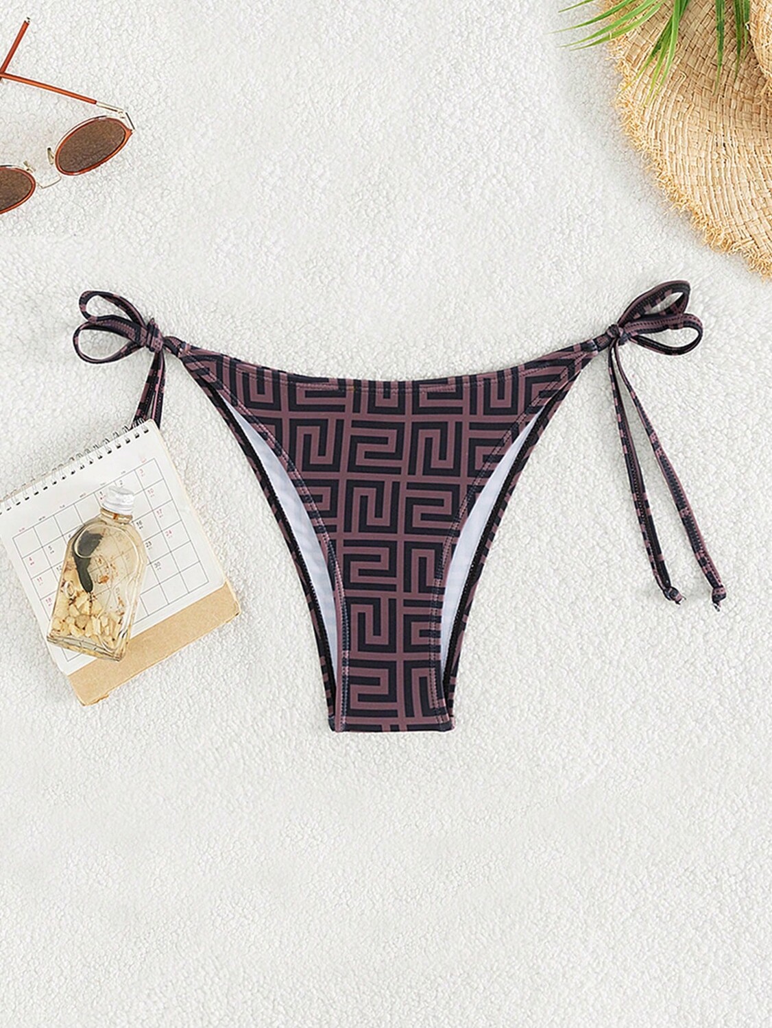 

SHEIN Swim Женский купальник бикини с геометрическим узором и бретелями, многоцветный