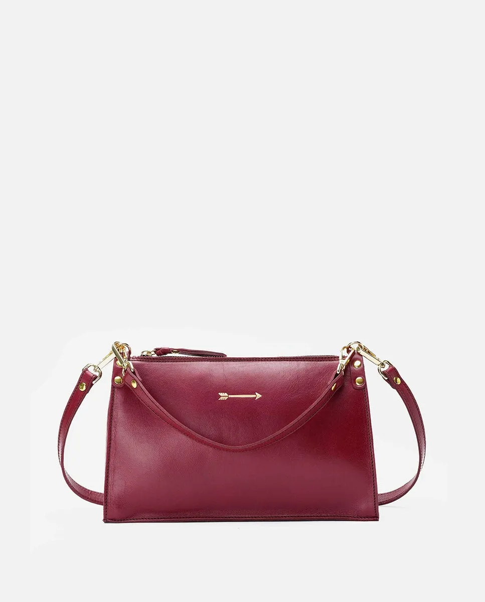 

Trapeze Средняя Женская кожаная сумка через плечо на молнии Mercules, бордовый