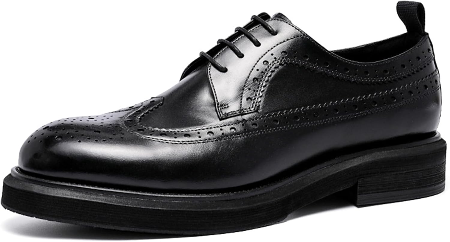 

Мужские дерби с кружевами и крыловатым носком, официальная обувь для свадьбы, туфли дерби из натуральной кожи для деловой встречи Hlasmspe, черный