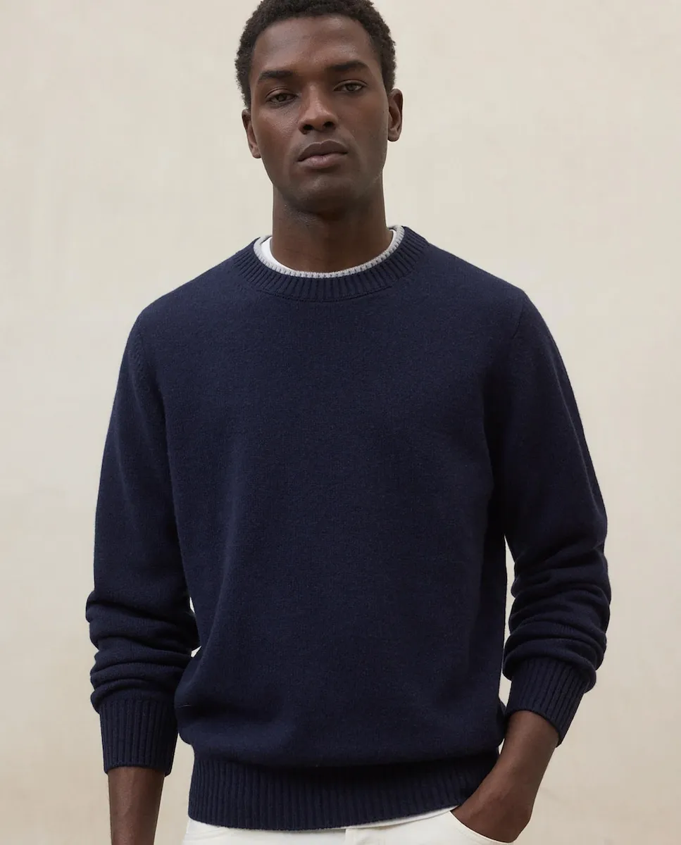 

Мужской трикотажный свитер с круглым вырезом Ecoalf, темно-синий