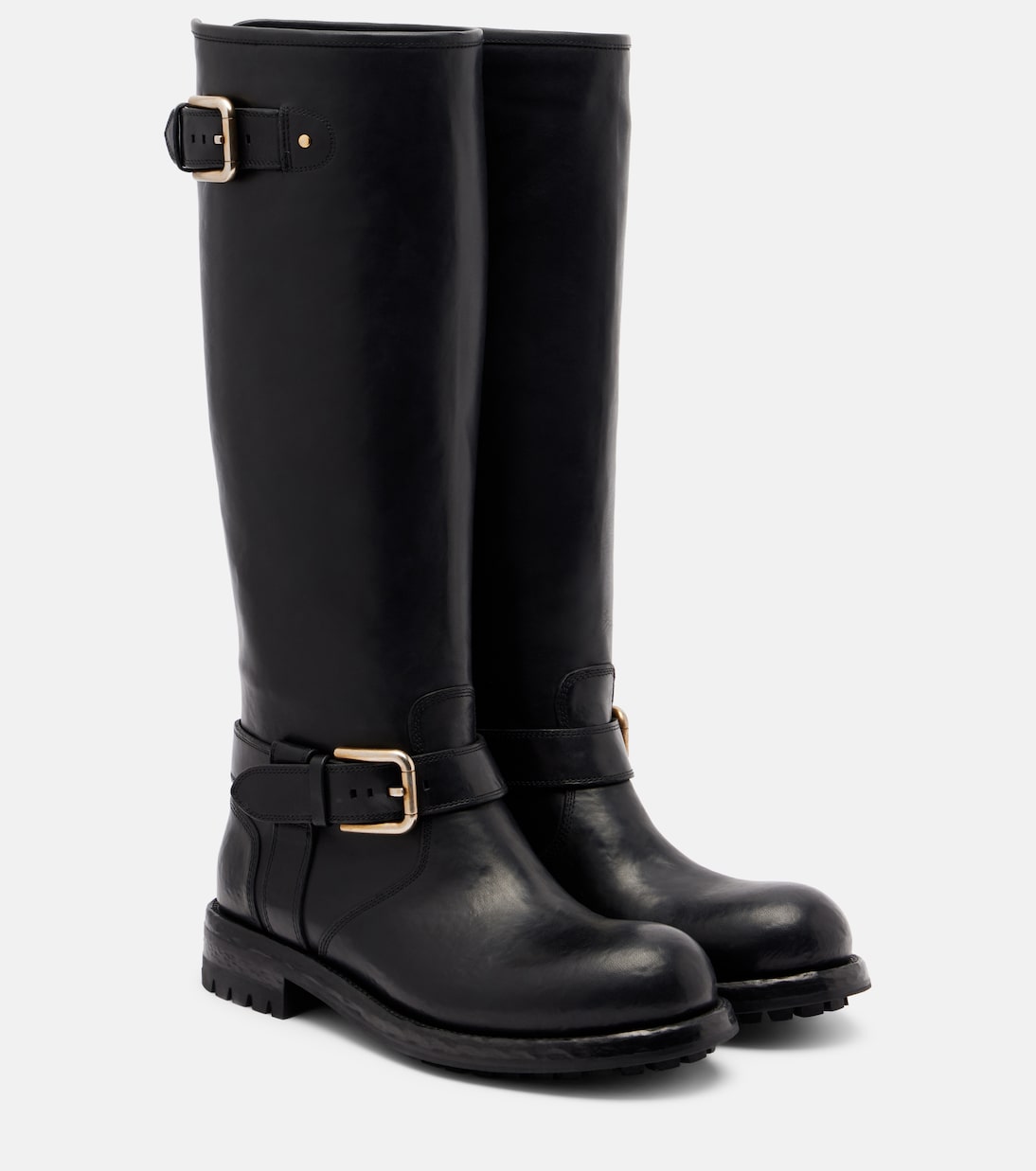 Кожаные байкерские ботинки Dolce&Gabbana, Nero