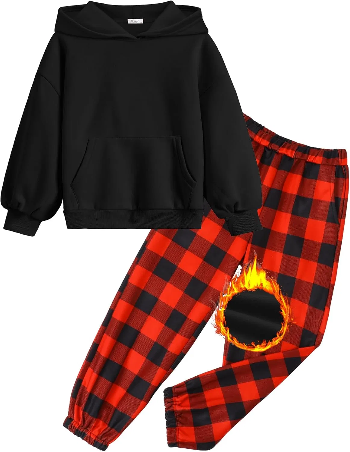 Детский спортивный костюм худи и брюки Arshinet, Black&red Checkered — фото 2