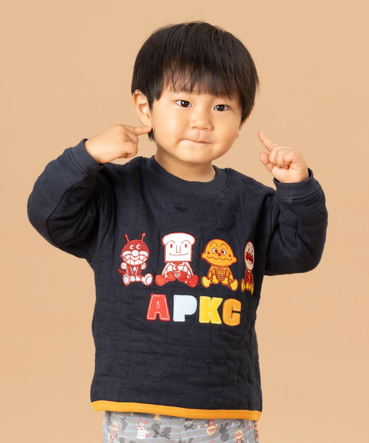 Детская толстовка ANPANMAN / (K)APKC с вышивкой и стеганым рисунком Anpanman Kids Collection, Navy