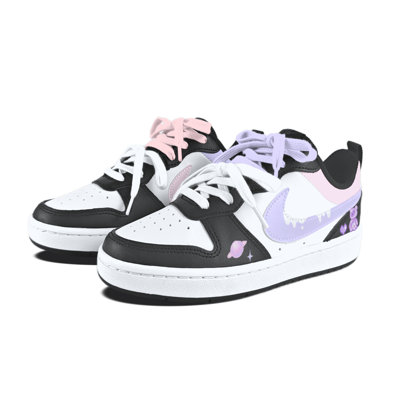 

Court Borough 2 Doll Planet Skateboard Shoes Teenagers Nike, черный белый