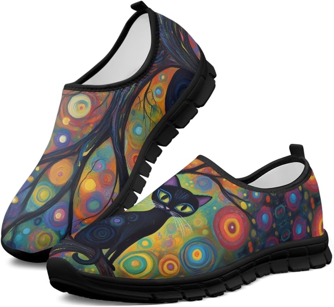 

Мужские слипоны Twousenru, удобные повседневные лоферы, широкие, с нескользящей подошвой, обувь для работы, домашние тапочки, легкие кроссовки для улицы, Art Cat