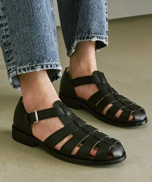 Унисекс сандалии ручной работы FIRENZE ATELIER 2NDS011B чёрные