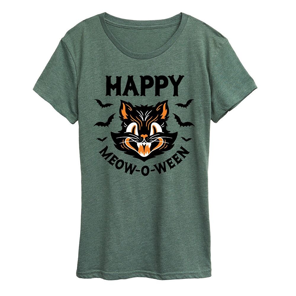 

Женская винтажная футболка с рисунком Cat Happy Meow O Ween Licensed Character, зеленый
