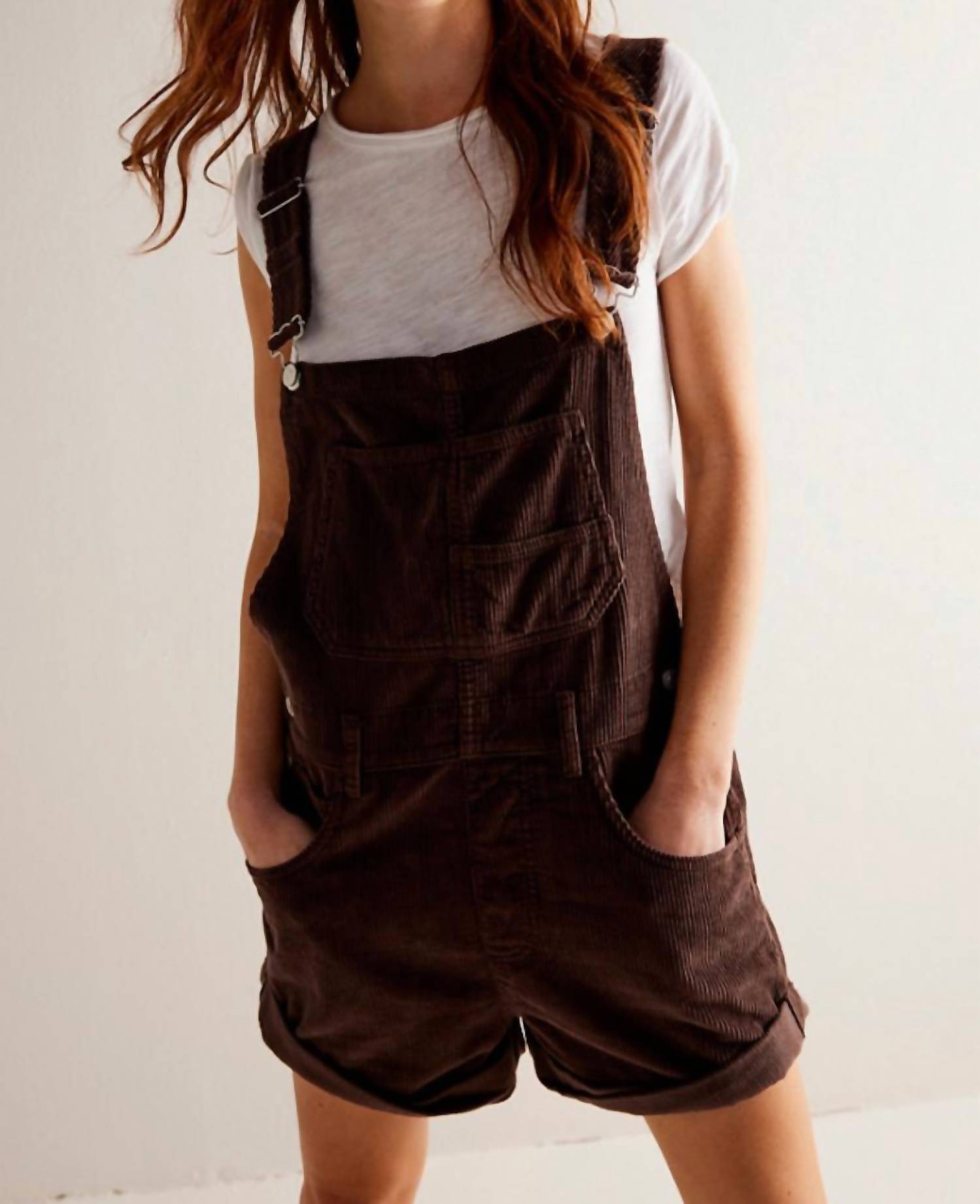

Короткий комбинезон Ziggy Cord коричневого цвета Free People
