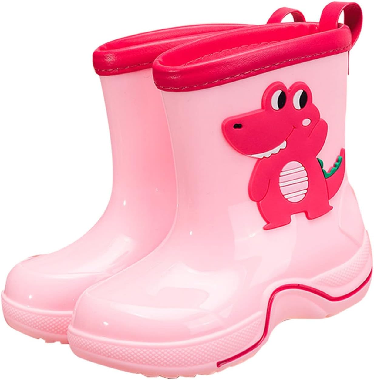 

Резиновые сапоги для малышей с отражающими полосами, противоскользящие, водонепроницаемые, с 3D узорами, для мальчиков, зеленые дождевые сапоги Generic