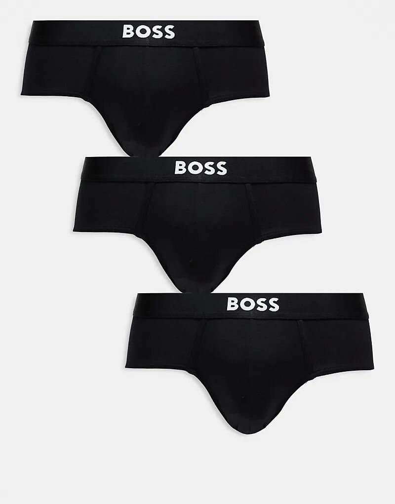 

Boss Bodywear, комплект из 3 пар трусов-хипстеров с логотипом спереди, черного цвета BOSS Orange