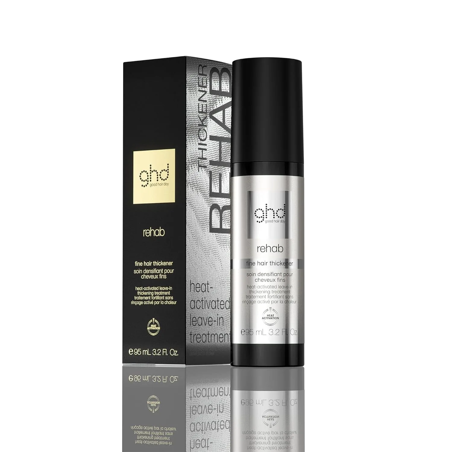 Несмываемый кондиционер для волос ghd Rehab улучшает состояние волос во время сушки и укладки, обеспечивая безупречный результат без смывания и выдержки.