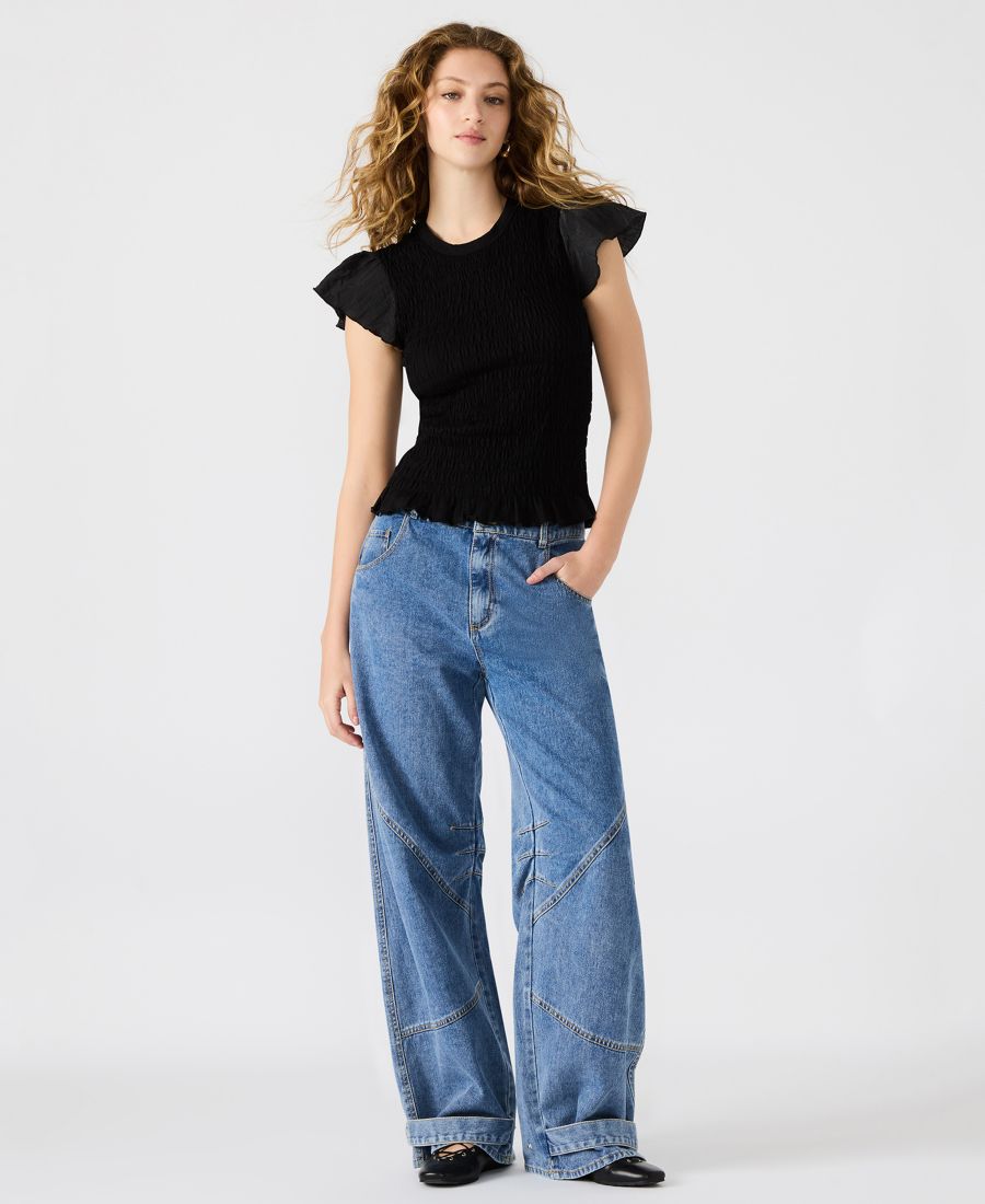 

Женский топ Cecilie с присборенными оборками и рюшами Steve Madden, Black