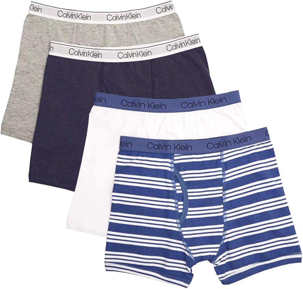 

Комплект нижнего белья Calvin Klein для мальчиков, четыре пары боксеров, выгодная упаковка, White Blue Stripe