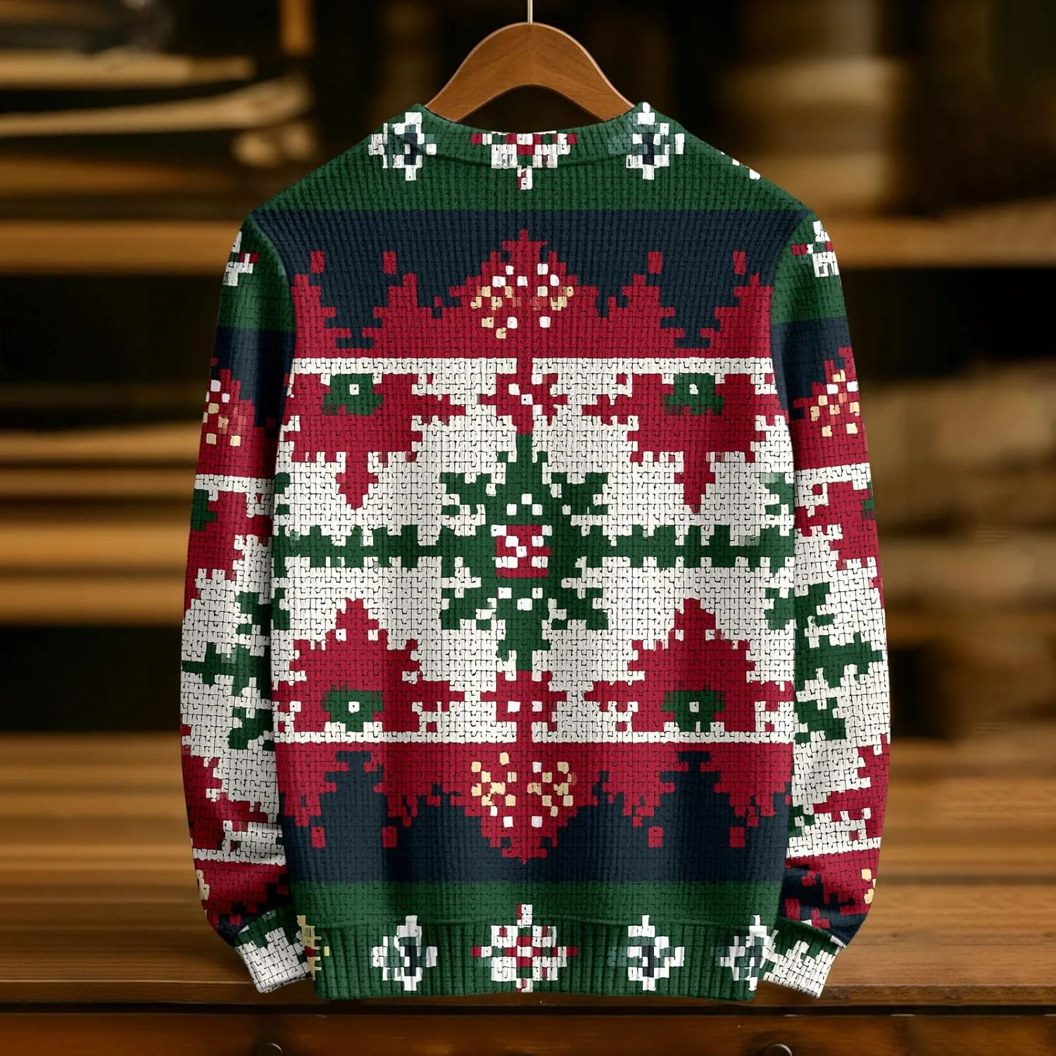 Свитер мужской Ugly Christmas с принтом шимпанзе, свободный крой — фото 4