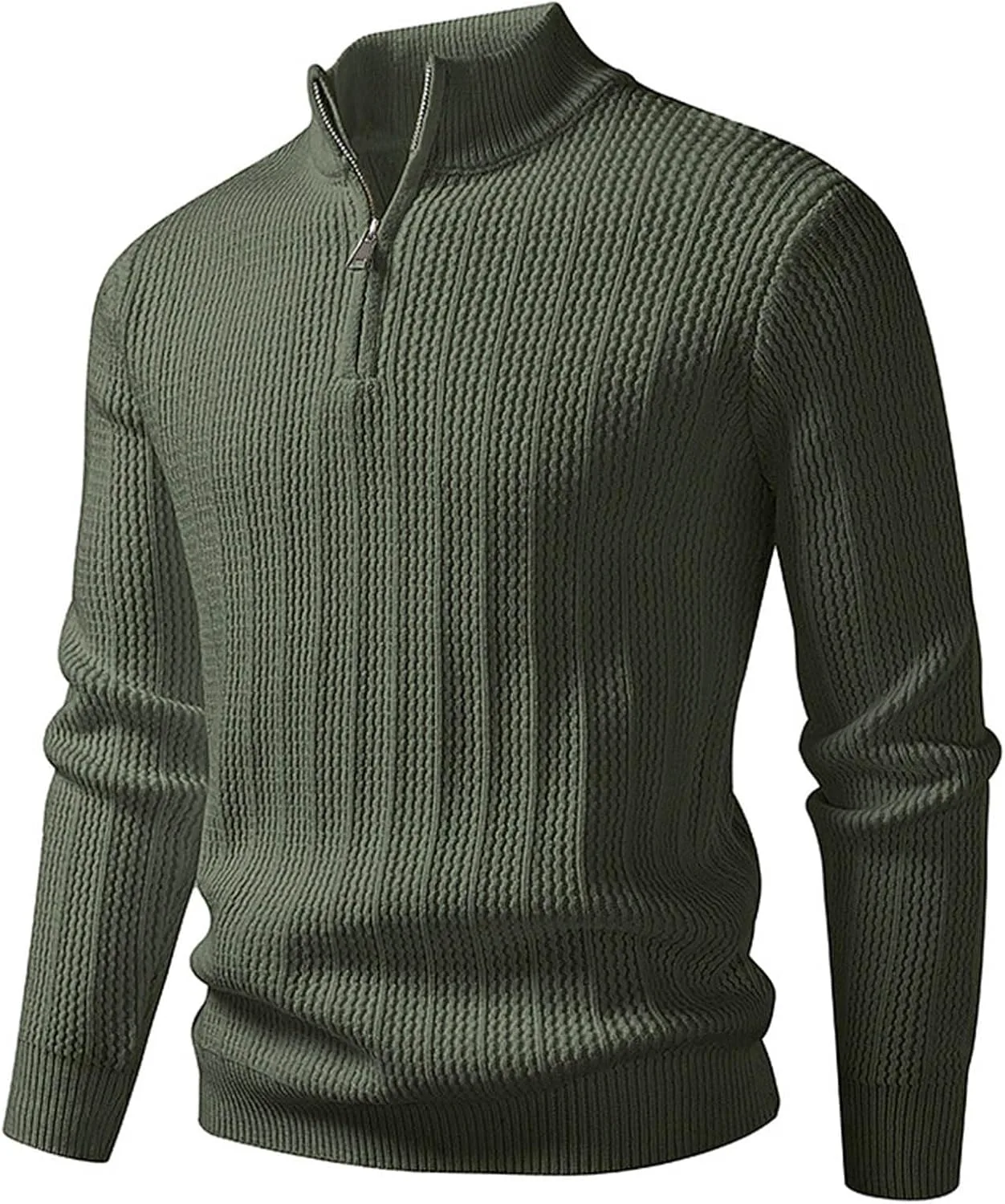 

Мужской свитер с четвертью молнии и воротником стойкой, Casual Slim Fit, вязаный твил