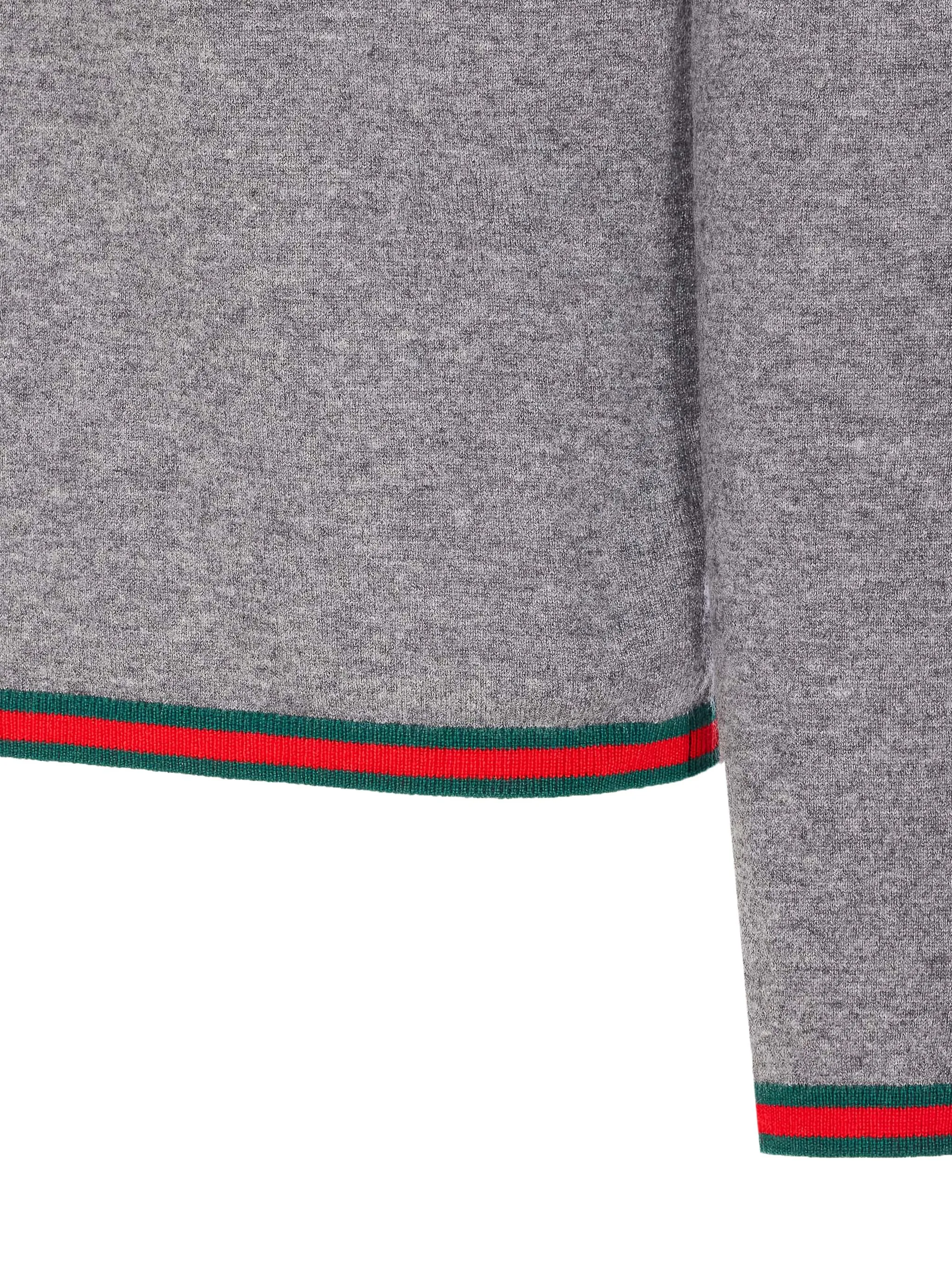 Свитер Gucci с высоким воротником и логотипом, серый — фото 3