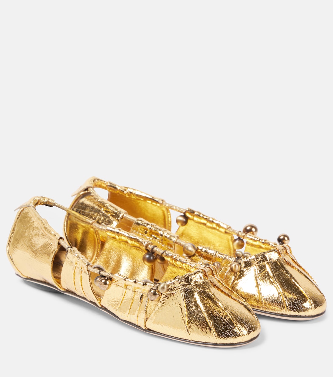 Балетки Luna из металлизированной кожи с вырезами Chloé, золотой