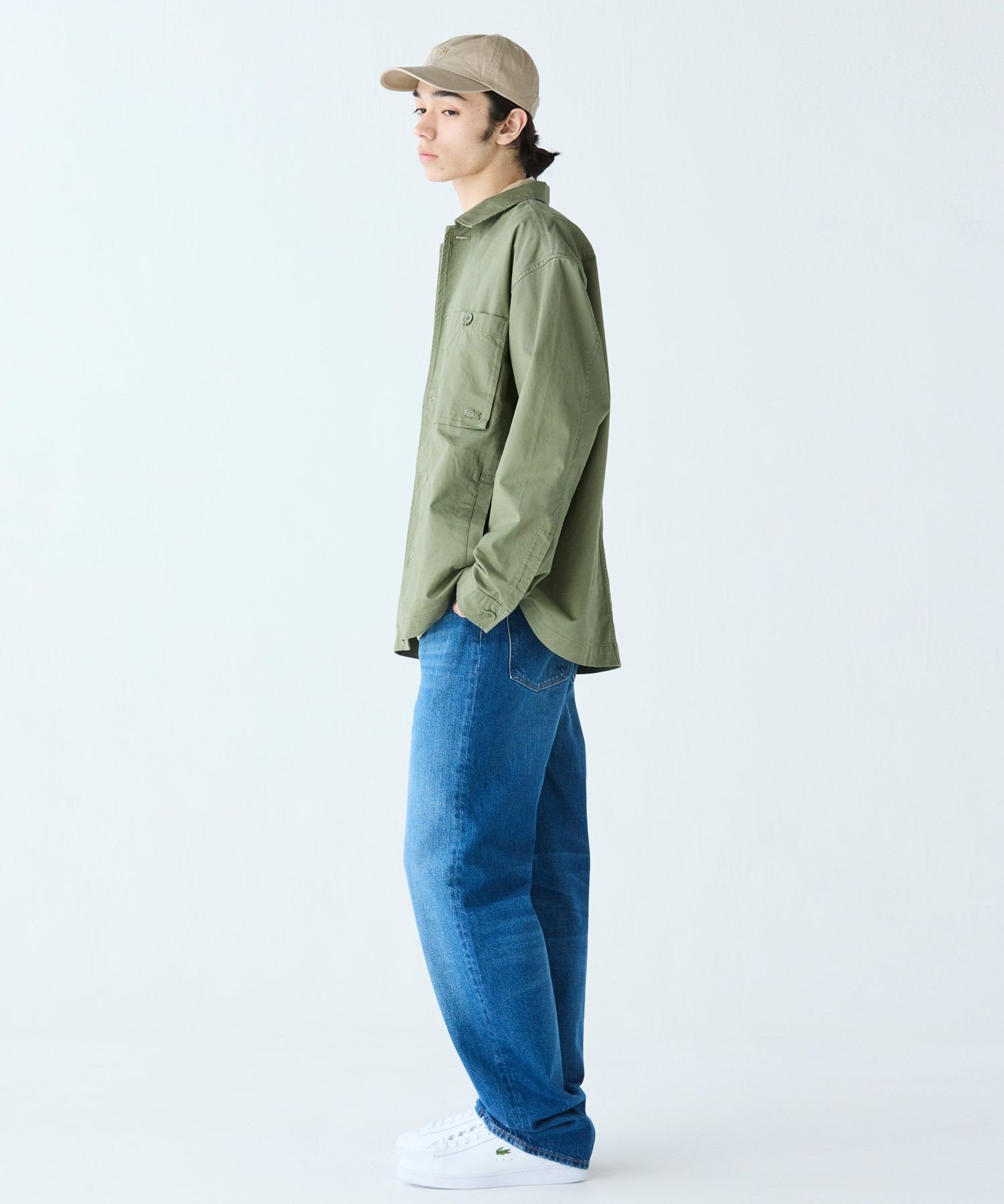 Рабочая рубашка-куртка из хлопчатобумажной саржи LACOSTE, Khaki — фото 2