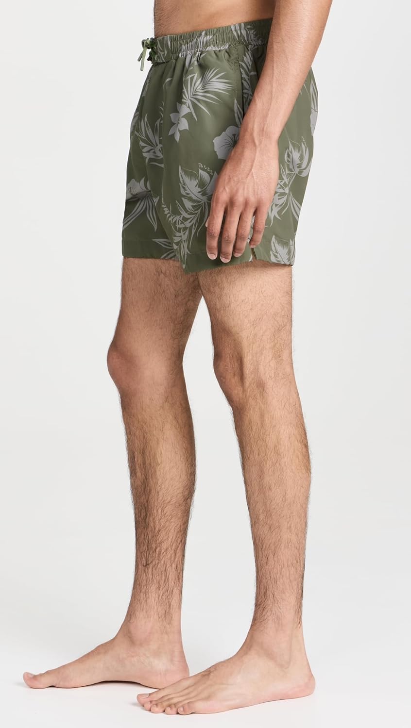 Плавки-шорты BOSS мужские Reev с тропическим принтом, 4,75 дюйма, Green Khaki Floral — фото 4