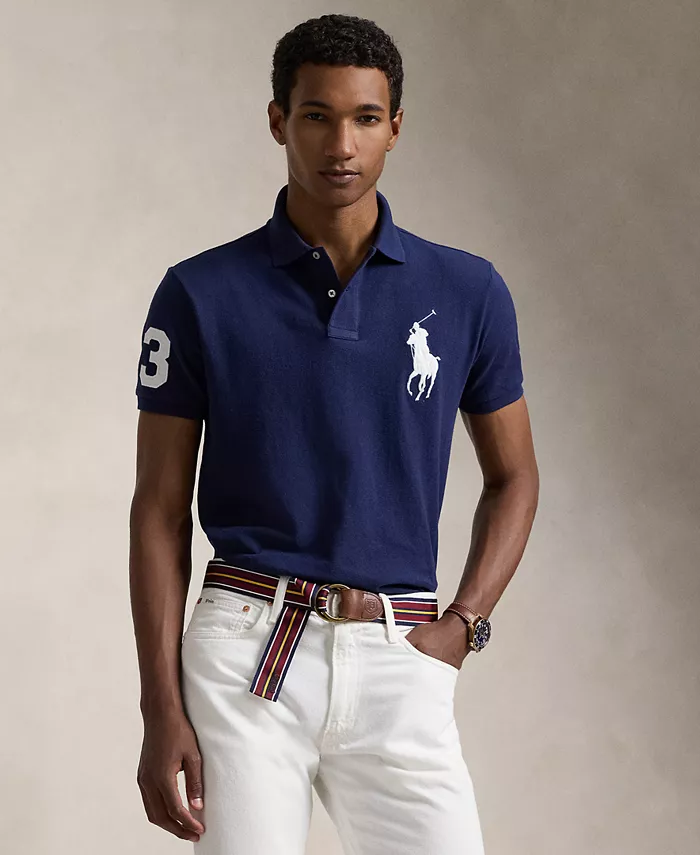 

Мужская поло Big Pony Custom Slim Fit с сетчатой тканью Polo Ralph Lauren, синий
