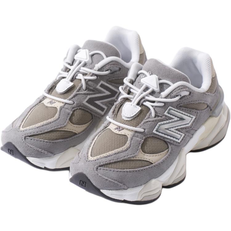 NB 9060 устойчивые к истиранию низкие детские беговые кроссовки kids' New Balance, серый/белый — фото 4