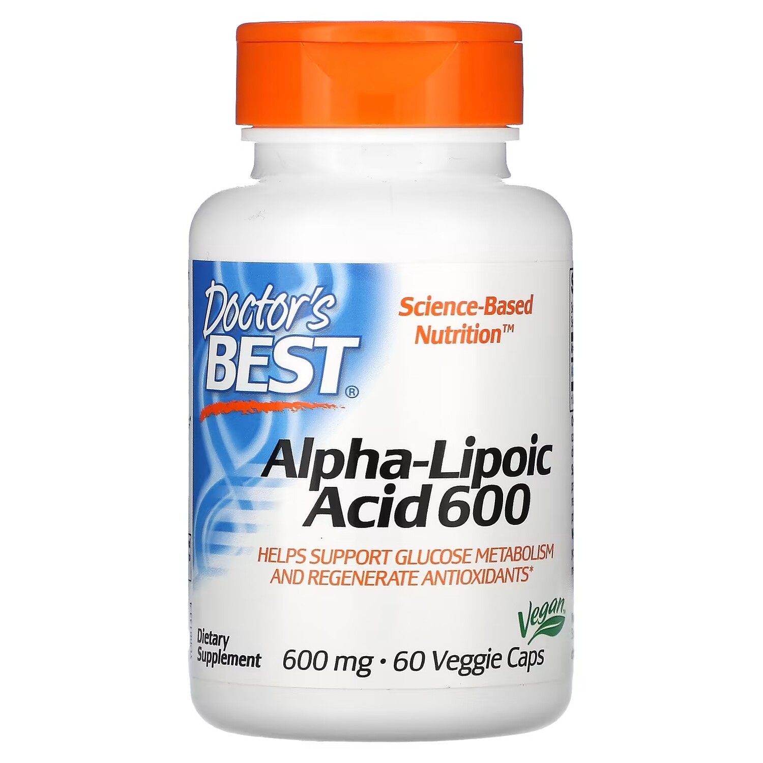 

Альфа-липоевая кислота 600 Doctor's Best без глютена, 60 капсул