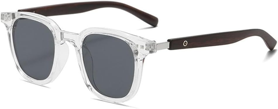 

Классические квадратные солнцезащитные очки в винтажном стиле с заклепками для женщин и мужчин, дизайнерские солнцезащитные очки с леопардовым принтом и дужками под дерево UJNHGQ, Clear Black