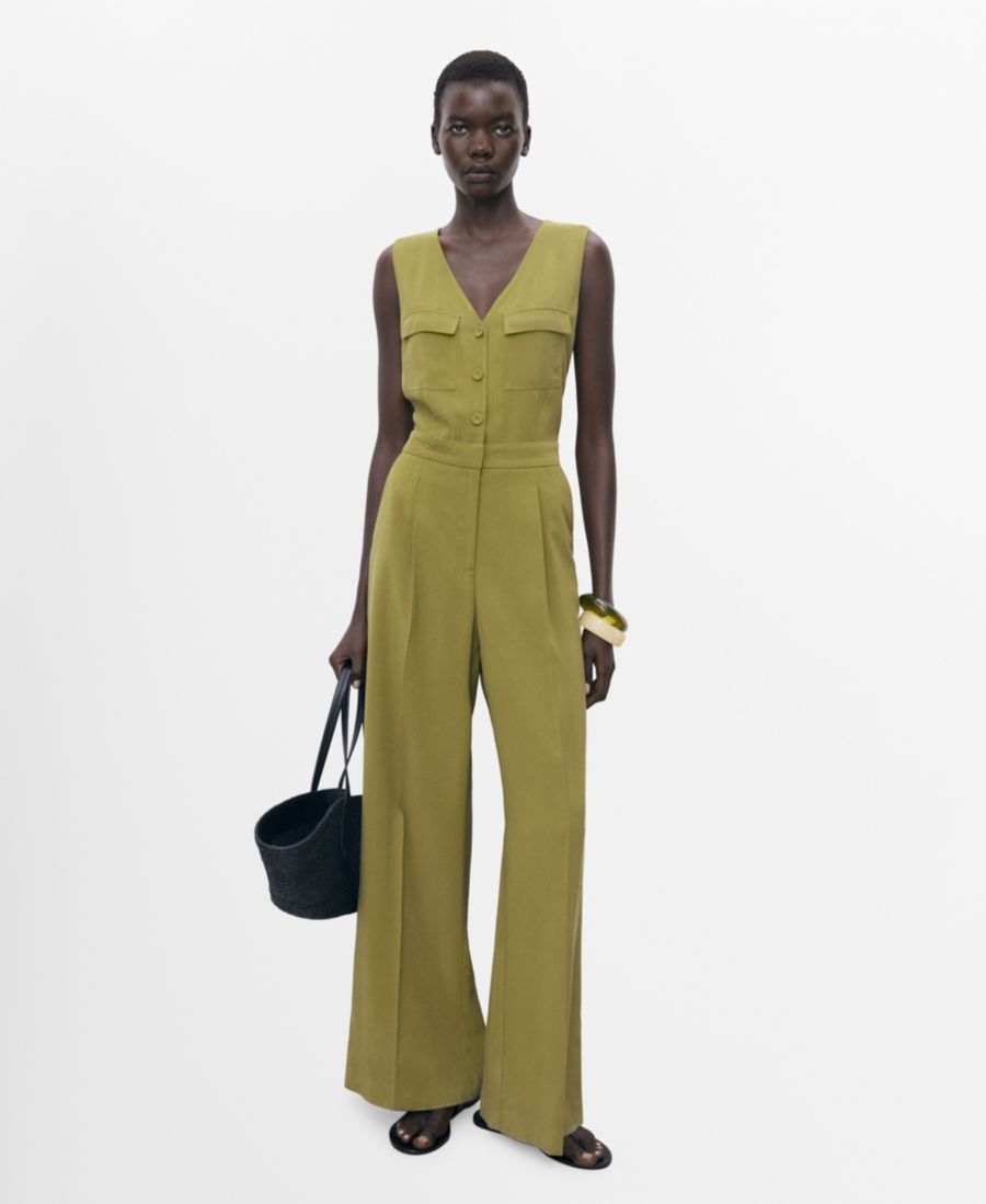 

Женский комбинезон с длинными нагрудными карманами MANGO, Green