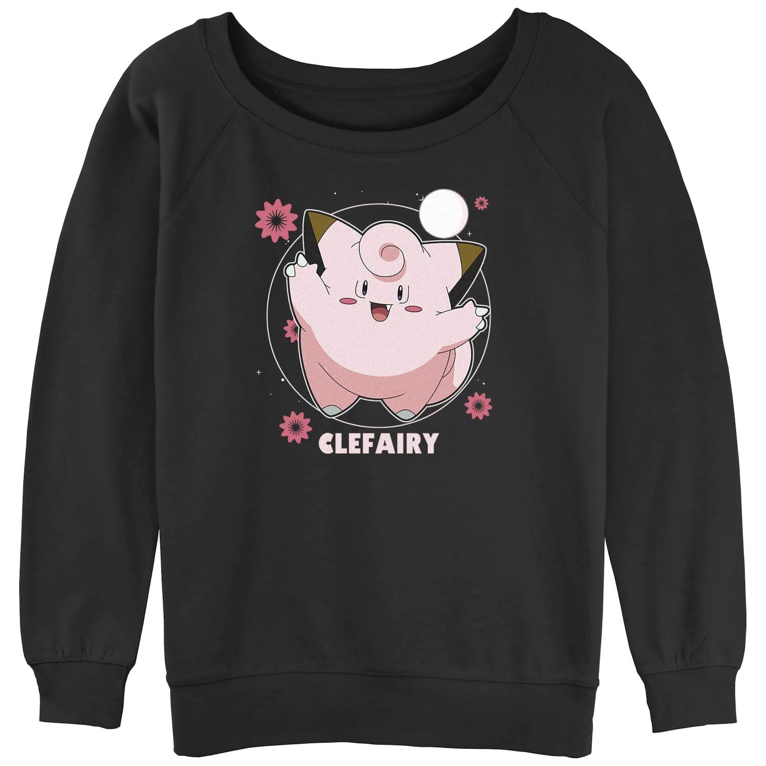 

Махровый свитшот с напуском и рисунком Pokémon Clefairy Fairy Dance розовых цветов для юниоров Licensed Character, черный