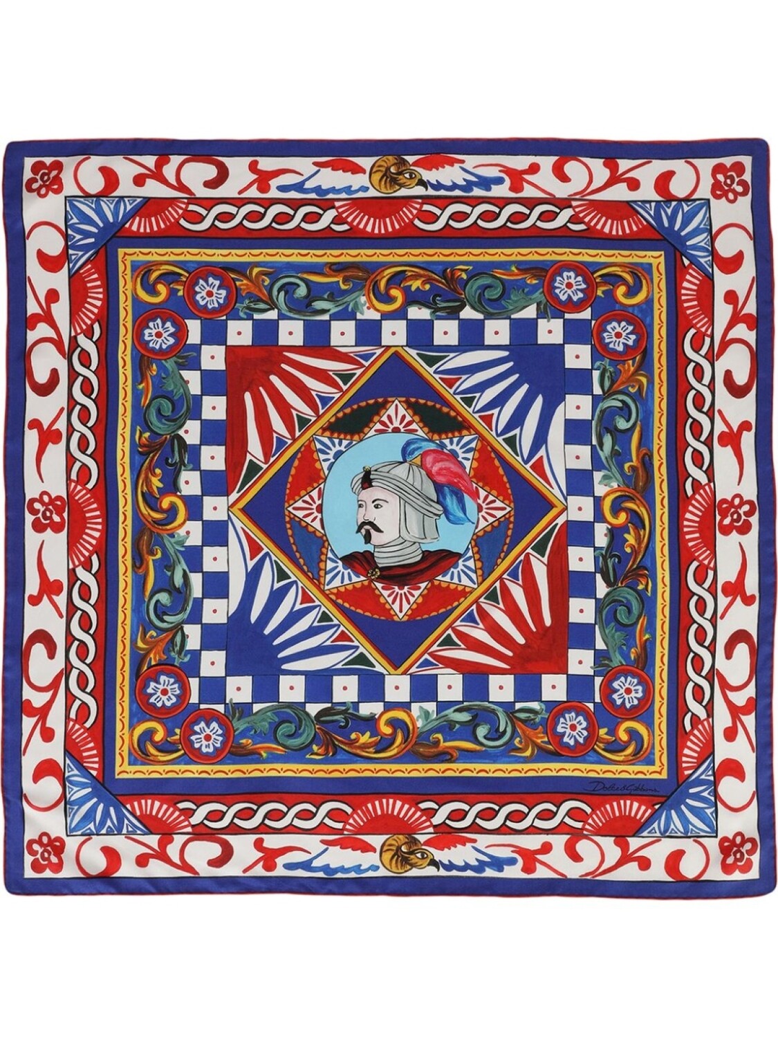 

Dolce & Gabbana твиловый шарф с принтом Carretto, синий