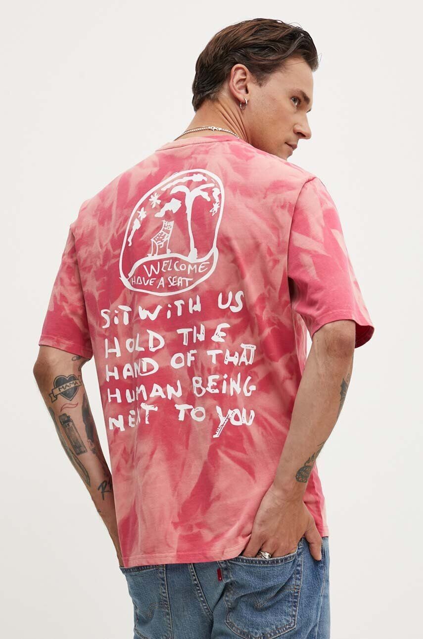 

Хлопковая футболка Desigual ARMANDO, розовый