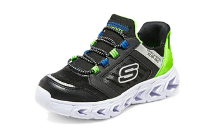 Амортизирующие износостойкие повседневные детские кроссовки Black Green Kids' Skechers — фото 3