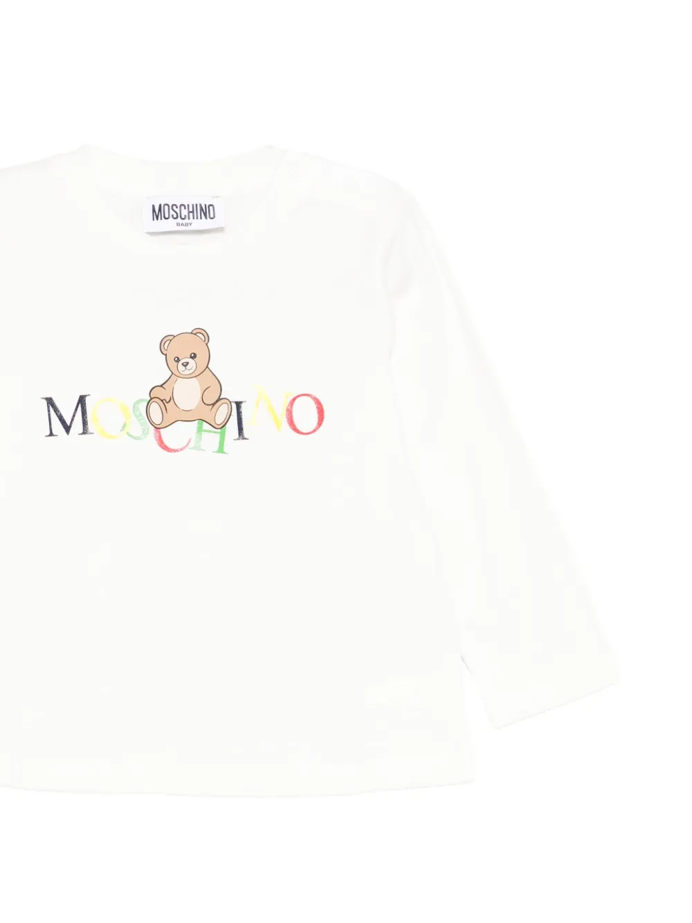 Топ с длинными рукавами и принтом Тедди Moschino Kids, белый — фото 3