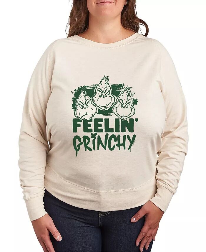 

Плюс Размер Feelin' Grinchy Графический пуловер Топ Hybrid Apparel, белый