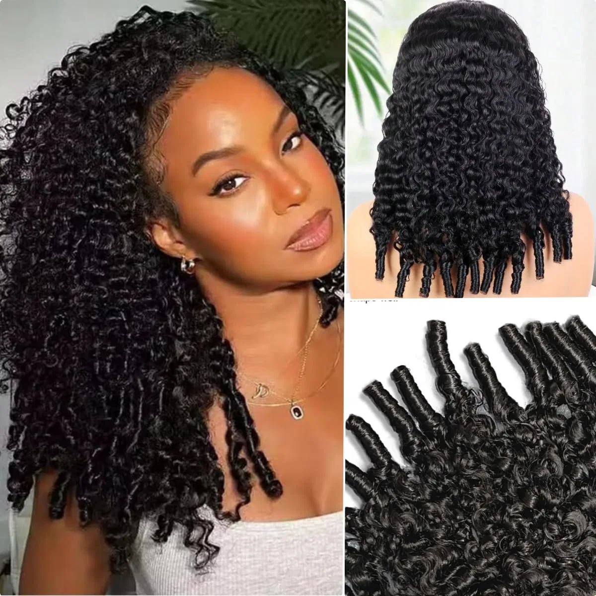 Полупарик из натуральных волос Burmese Curly с ободком Gralune, Schwarz — фото 2