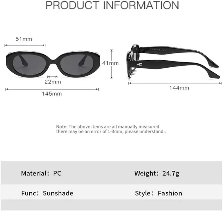 

Солнцезащитные очки LVTFCO в модной оправе, овальная оправа, ретро, ​​маленькая оправа, очки для уличной фотосъемки, женские, защита от ультрафиолета UV400, Black